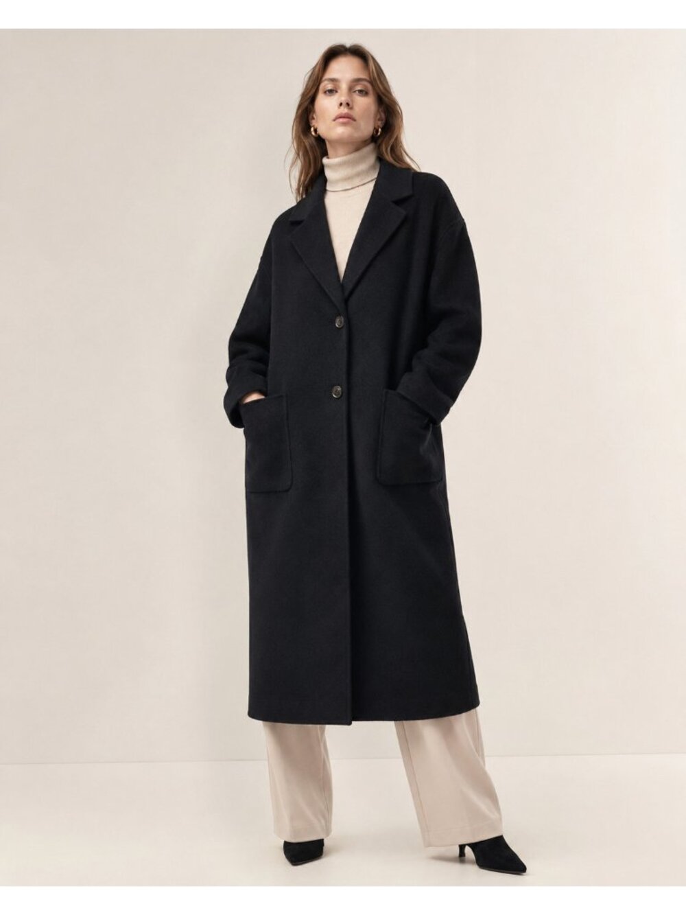 Banana Republic Women’s L Black Wool Blend Unlined Long Maxi Coat